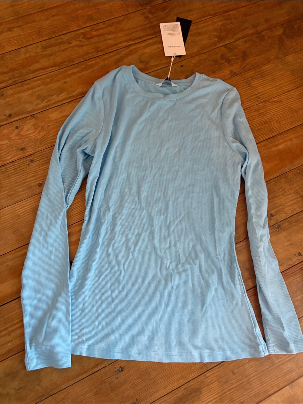 Amazon Women's Light Blue Ribbed Long-Sleeve Tee